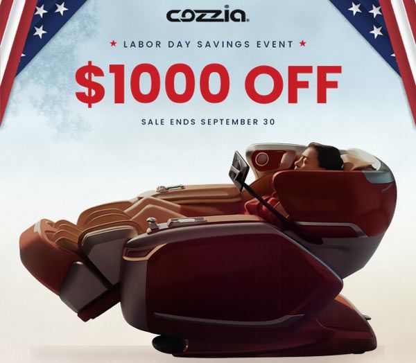 Cozzia Labor Day Sale - relieve stress with $1000 off